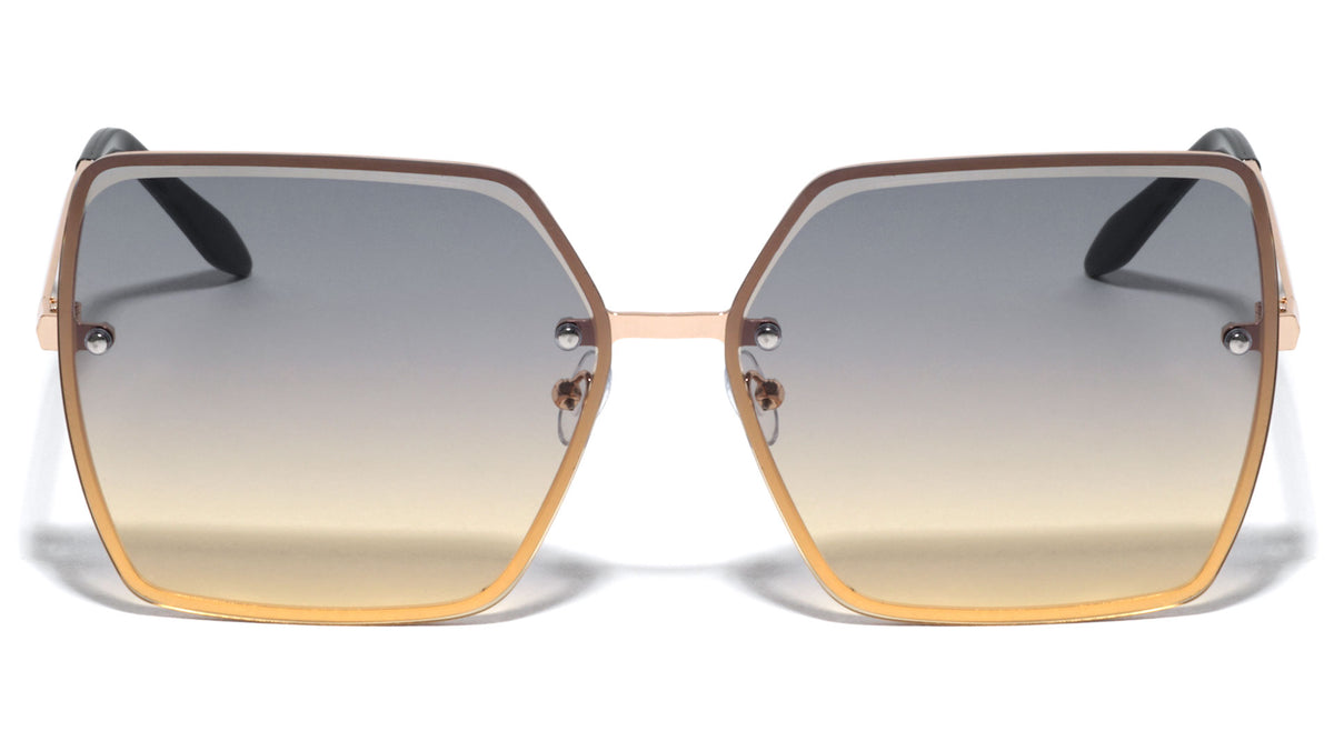 Rimless Diamond Edge Cut Butterfly Wholesale Sunglasses