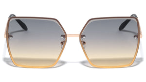 Rimless Diamond Edge Cut Butterfly Wholesale Sunglasses