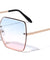 Rimless Diamond Edge Cut Butterfly Wholesale Sunglasses
