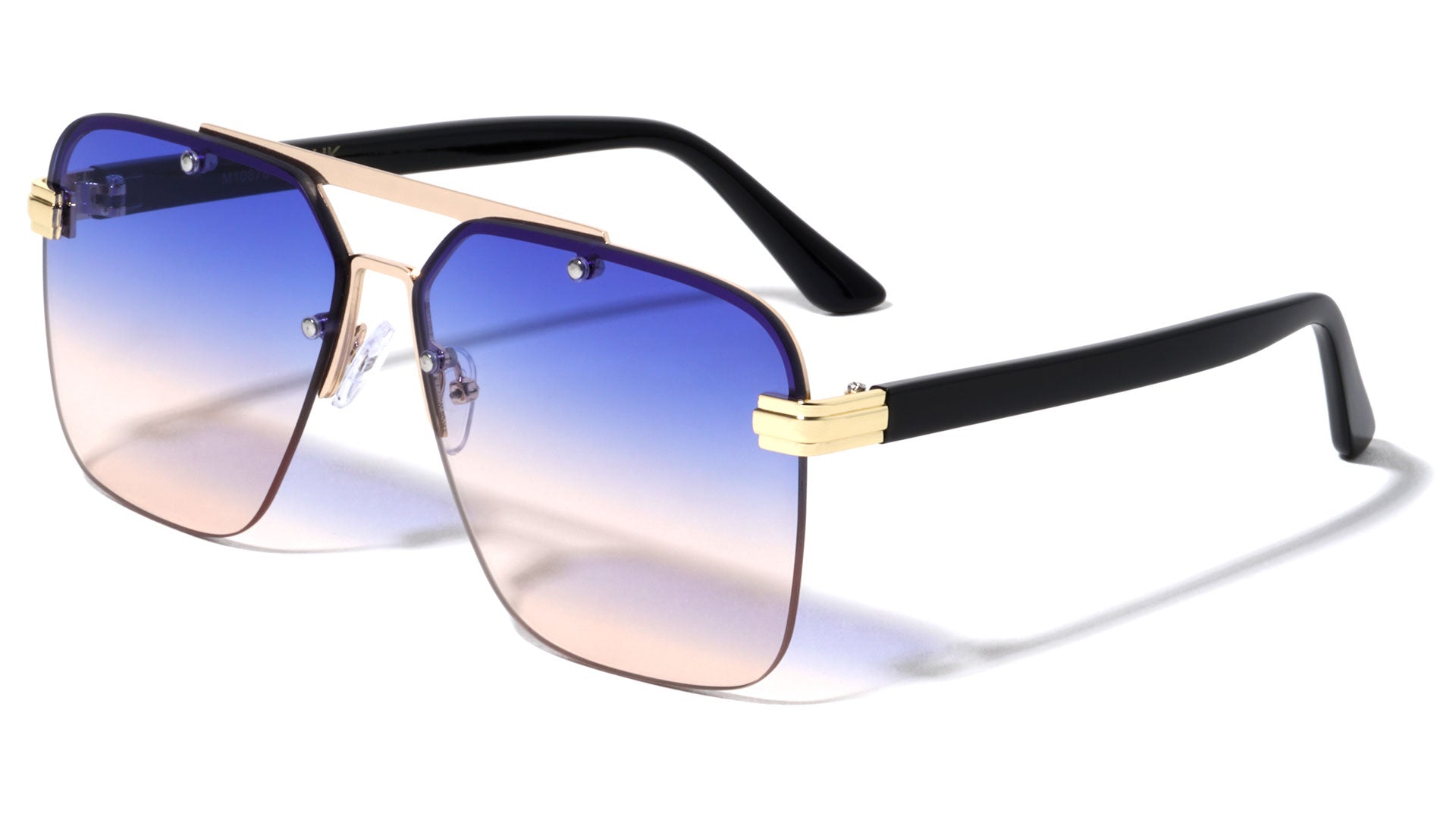 12 Pack: Oversized Flatline Square Visor Aviator Wholesale Sunglasses