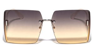 Oversized Semi Rimless Side Glitter Butterfly Wholesale Sunglasses