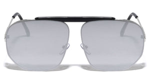 Bridgeless Side Lens Shield Geometric Aviators Wholesale Sunglasses