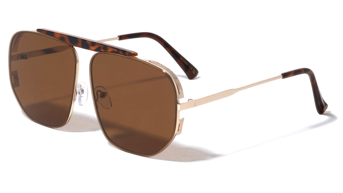 Bridgeless Side Lens Shield Geometric Aviators Wholesale Sunglasses