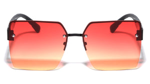 Arrow Temple Pattern Semi Rimless Butterfly Wholesale Sunglasses