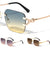 Rimless Twisted Temple Rounded Rectangle Wholesale Sunglasses