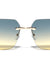 Rimless Twisted Temple Rounded Rectangle Wholesale Sunglasses