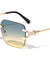 Rimless Twisted Temple Rounded Rectangle Wholesale Sunglasses
