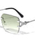 Rimless Twisted Temple Rounded Rectangle Wholesale Sunglasses