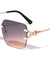 Rimless Twisted Temple Rounded Rectangle Wholesale Sunglasses