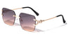Rimless Twisted Temple Rounded Rectangle Wholesale Sunglasses
