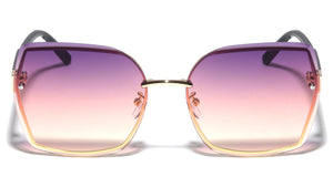 Extended Rimless Lens Fashion Butterfly Wholesale Sunglasses