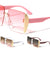 Side Temple Shield Rimless Square Wholesale Sunglasses