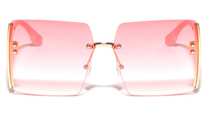 Side Temple Shield Rimless Square Wholesale Sunglasses