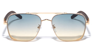 Wood Temple Engraved Rim Modern Aviators Wholesale Sunglasses