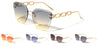 Large Chain Temple Rimless Diamond Edge Cut Cat Eye Wholesale Sunglasses