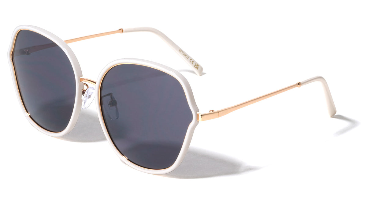 Double Plastic-Metal Rim Fashion Butterfly Wholesale Sunglasses