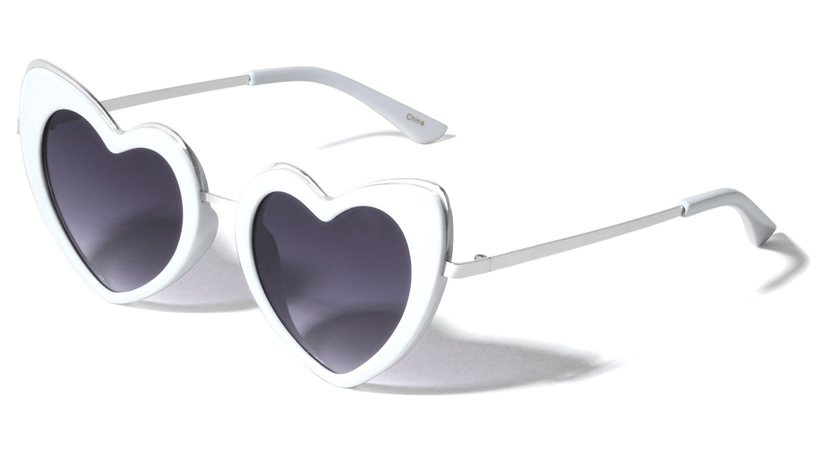 Double Metal/Plastic Rim Heart Shaped Wholesale Sunglasses