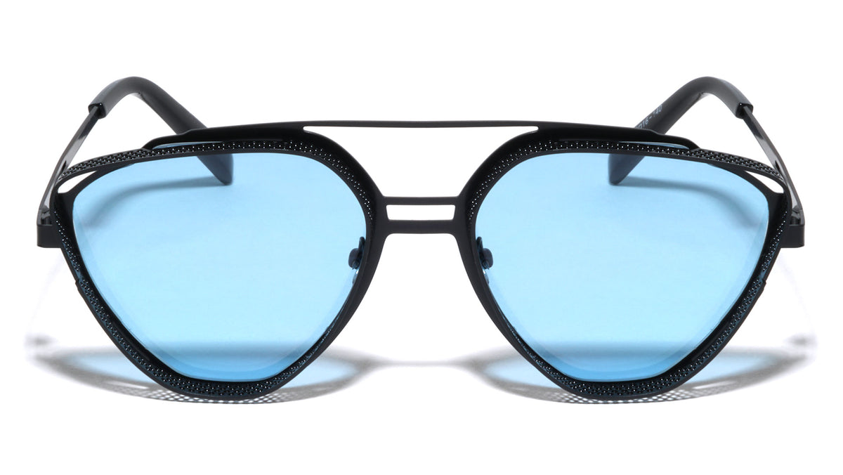 Blue Metal Cutout Barrel Rim Modern Cat Eye Aviators Wholesale Sunglasses