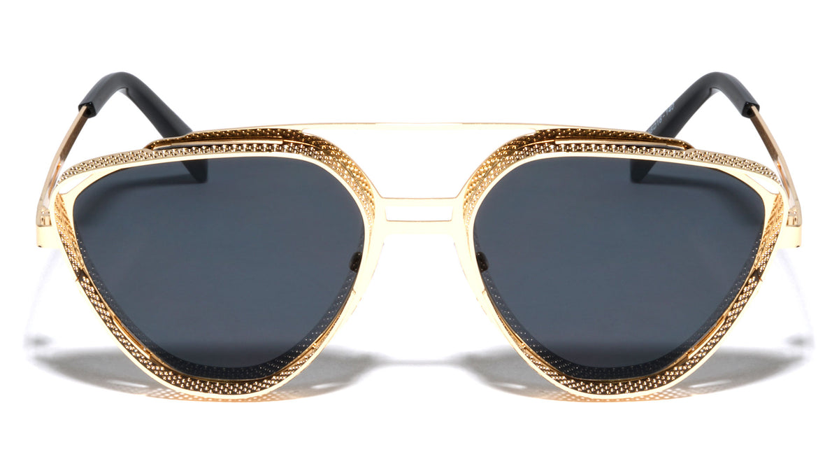 Gold Metal Cutout Barrel Rim Modern Cat Eye Aviators Wholesale Sunglasses