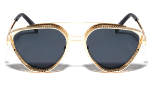 Gold Metal Cutout Barrel Rim Modern Cat Eye Aviators Wholesale Sunglasses
