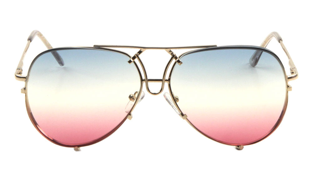 Aviators Triple Oceanic Color Lens Wholesale Sunglasses