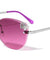 Rimless Plastic Cat Eye Butterfly Deco Oceanic Color Lens Sunglasses