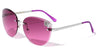 Rimless Plastic Cat Eye Butterfly Deco Oceanic Color Lens Sunglasses