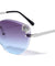 Rimless Plastic Cat Eye Butterfly Deco Oceanic Color Lens Sunglasses