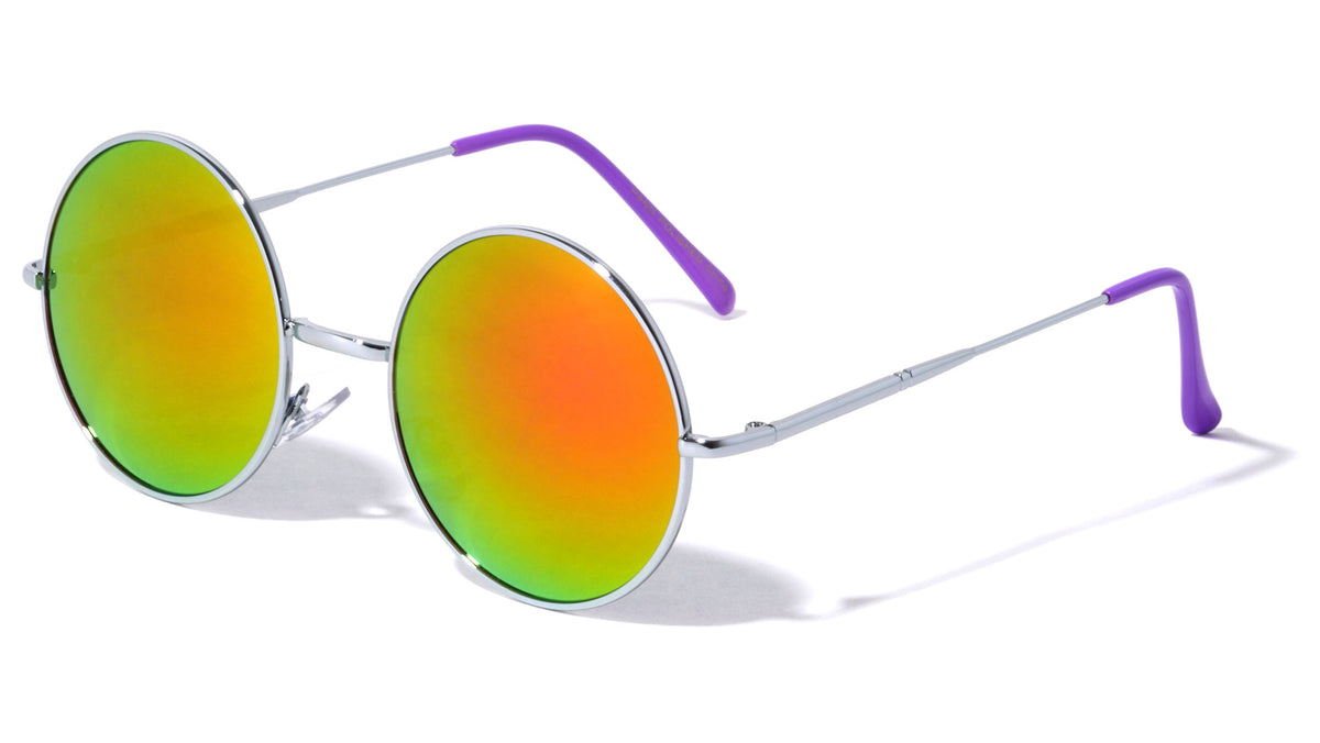 Color Mirror Lens Retro Round Wholesale Sunglasses