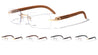 Rectangle Rimless Clear Lens Wood Pattern Glasses