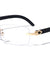 Rectangle Rimless Clear Lens Wood Pattern Glasses