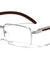 Semi Rimless Rectangle Clear Lens Wood Pattern Glasses Wholesale