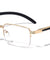 Semi Rimless Rectangle Clear Lens Wood Pattern Glasses Wholesale