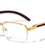 Semi Rimless Rectangle Clear Lens Wood Pattern Glasses Wholesale