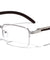 Semi Rimless Rectangle Clear Lens Wood Pattern Glasses Wholesale