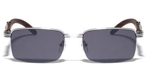 Semi-Rimless Super Dark Lens Wood Pattern Wholesale Sunglasses