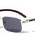 Semi-Rimless Super Dark Lens Wood Pattern Wholesale Sunglasses