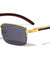 Semi-Rimless Super Dark Lens Wood Pattern Wholesale Sunglasses