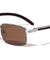 Semi-Rimless Super Dark Lens Wood Pattern Wholesale Sunglasses