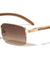 Semi-Rimless Super Dark Lens Wood Pattern Wholesale Sunglasses