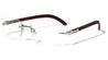 Rimless Rectangle Eyewear with Clear Lens and Wood Pattern Wholesale