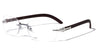 Rimless Rectangle Eyewear with Clear Lens and Wood Pattern Wholesale