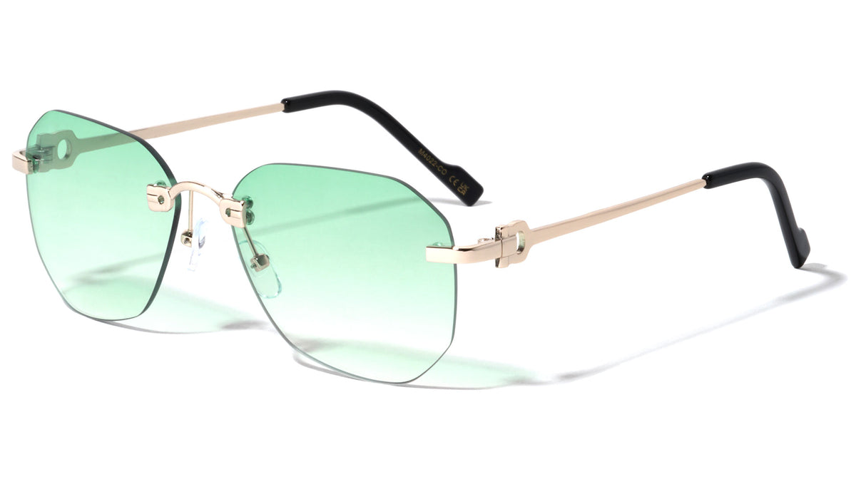 Rimless Geometric Color Lens Wholesale Bulk Sunglasses