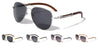 Aviators Metal Deco Super Dark Wood Pattern Sunglasses Wholesale