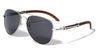 Aviators Metal Deco Super Dark Wood Pattern Sunglasses Wholesale