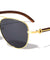Aviators Metal Deco Super Dark Wood Pattern Sunglasses Wholesale
