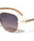 Aviators Metal Deco Super Dark Wood Pattern Sunglasses Wholesale
