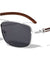 Aviators Rectangular Super Dark Wood Pattern Sunglasses Wholesale