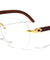 Rimless Butterfly Wood Pattern Wholesale Glasses