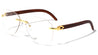 Rimless Butterfly Wood Pattern Wholesale Glasses